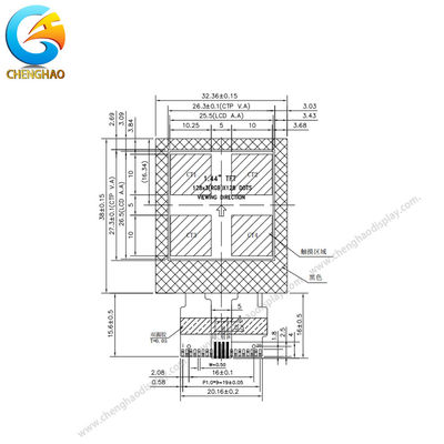 1.44 Inch Square TFT Display 8bit MCU 128*128 PCAP LCD Touchscreen